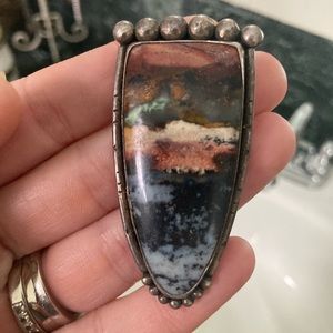 AMAZING custom sterling pendant opalized wood